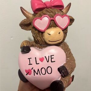 Bella Lux Adorable Pink Highland Cow Figurine Decor